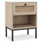 Rattan End Table Nightstand with Storage Drawer and Lower Shelf